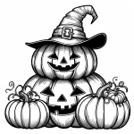 Halloween Pumpkins Stacked with Witch Hat 🎃🧙‍♀️