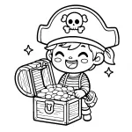 Happy Boy Pirate with Gold Treasure Chest 🏴‍☠️💰🌟