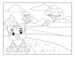 Happy Cartoon Kitten Sitting next to a Path in a Park 🐾🌳😺✨