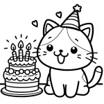 Happy Cat with Birthday Cake with Three Candles 🎂🐱🎈