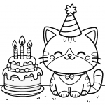 Happy Cat with Birthday Cake and Party Hat 3 candles for 3 Years 🎂🎉🐱