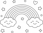Happy Clouds with Rainbow and Floating Stars 🌈✨🌤️