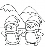 Happy Cute Christmas Penguins with Hats and Scarfs 🐧❄️🏔️🧣
