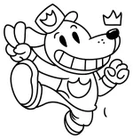 Happy Dog Man Superhero with Crown and Blue Uniform 🐶👑