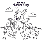 Happy Easter Bunny with Chick and Eggs 🐰🐣🌸