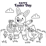 Happy Easter Bunny with Chick and Eggs 🐰🐣🌸