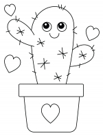 Happy Face Cactus Surrounded by Hearts in Pot Decorated with Heart 🌵💖😊💘