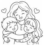 Happy Mother with Kids Hugging with Lots of Love 👩👧👦❤️