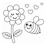 Happy Flower and Busy Bee in Springtime 🌸🐝🌿