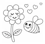 Happy Flower and Busy Bee in Springtime 🌸🐝🌿