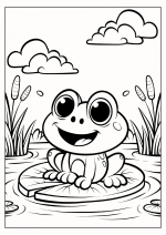 Happy Frog Sitting on Leaf in a Pond 🐸🍃🌊