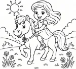Happy Girl Riding Pony in Sunny Field with Flowers 🌞🐴🌸
