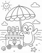 Happy Kawaii Penguin Selling Ice Pops 🐧☀️🍦