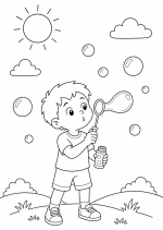 Happy Little Boy Blowing Bubbles 🫧👦☀️