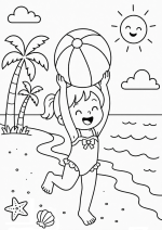 Happy Little Girl Playing with Beach Ball 🏖️☀️👧
