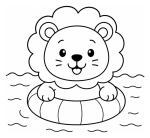 Happy Little Lion Floating in Water Ring 🦁☀️💦