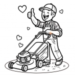 Happy Man Mowing Grass with Grass Mower Thumbs Up 🌿🚜😊