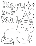 Happy New Year Adorable Cat with Party Hat Sleeping 🐈💤