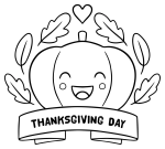 Happy Pumpkin with Autumn Leaves and Thanksgiving Message 🎃🍂💖