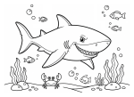 Happy Shark with Fish and Crab Underwater Scene 🦈🐟🦀