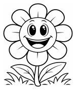 Happy Smiling Flower with Friendly Face and Leaves 🌼🌱😊