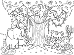 Happy Wild Animals Gathering Around a Tree 🐘🐯🐒