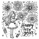 Happy New Year Girl with Fireworks 🎇👧