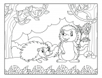 Hedgeshogs in the Forest, One Hedgehog Holding a Flower 🦔🌼🌲✨