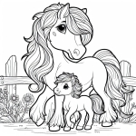Mother Horse with Baby Foal Walking 🐴👶🚶