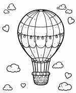 Hot Air Balloon Flying in between Clouds and Hearts 🎈☁️❤️