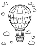 Hot Air Balloon Flying in between Clouds and Hearts 🎈☁️❤️