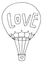 Hot Air Balloon with Heart and Text Love 🎈❤️☁️