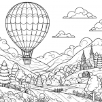 Hot Air Balloon Flying over Mountain Landscape 🎈🏔️🌄