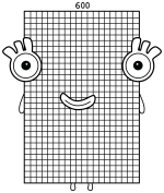 Huge Friendly Numberblock Six Hundred with a Gridded Body 🧑‍🏫🔢