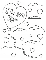 Heart-Shaped Balloon with Text I Love You in Between Clouds and Hearts Up in the Air 💕🎈☁️❤️✨