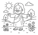 Joyful Jesus with Open Arms in Nature 🌞🌿🙏