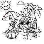 Kawaii Pineapple Sitting in a Beach Chair with Cocktail 🍍🌴🍹