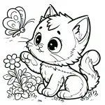 Kitten Playing with Butterfly Sitting next to Flowers 🐱🦋🌸