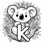 Koala Bear in Tree with Letter K 🐨🌳🔠