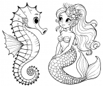 Lovely Mermaid and Seahorse Looking at Eachother 🧜‍♀️🌊🐠
