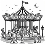 Merry-Go-Round Carousel with People 🎠👫👭👬