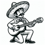 Mexican Man with Sombrero Playing Guitar and Singing Kneeling 🎶🎤🇲🇽