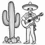 Mexican Man with Sombrero Playing Guitar Standing Next to Cactus 🎶🌵🇲🇽