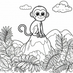 Cute Monkey Sitting on Mountain in Landscape 🐒🏞️