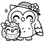 Mother Owl with Hat with Flower and Baby Owlet with Bow 🦉💐🌟