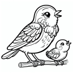 Mother Bird with Baby Bird Singing a Song on a Tree Branch 🐦👶🎶🌳