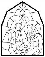 Nativity Scene Stained Glass Style with Mary, Joseph and Jesus 🌟🎄🕊️