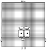 Numberblock 2026 with a friendly face and a cheerful smile 🔢😊
