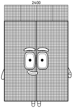 Numberblock 2400 with a Friendly Face and Place Value Structure 🔢😊