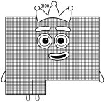 Numberblock 3100 with a Friendly Face and Crown 👑🔢😊